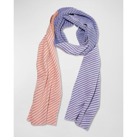 NWT Lele Sadoughi Oversized Two-Tone Pearl Stripe Scarf 97.5"L x 15"W